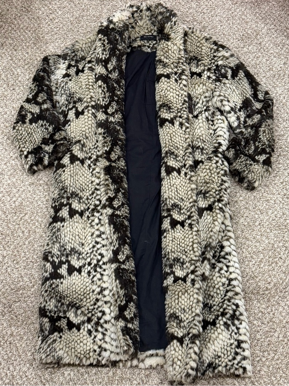 ASOS Religion snakeskin fur coat